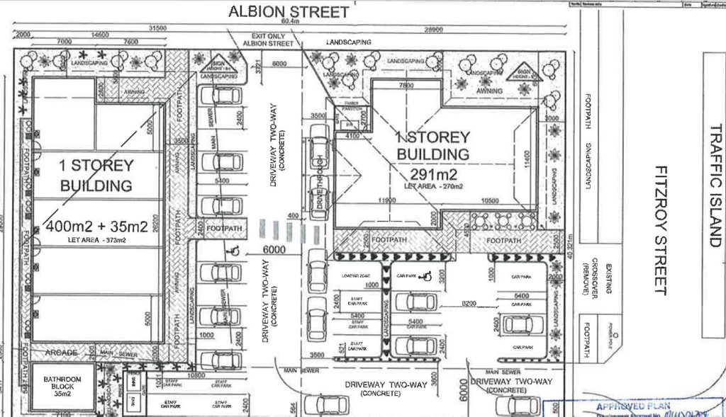 The approved plans for a propsoed development at the corner of Albion and Fitzroy St.